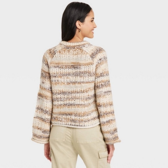 ๐๏ธ๐ท Universal Thread Chunky Knit Sweater Long Sleeve Rolled Hem Brown - XS - Picture 2 of 15